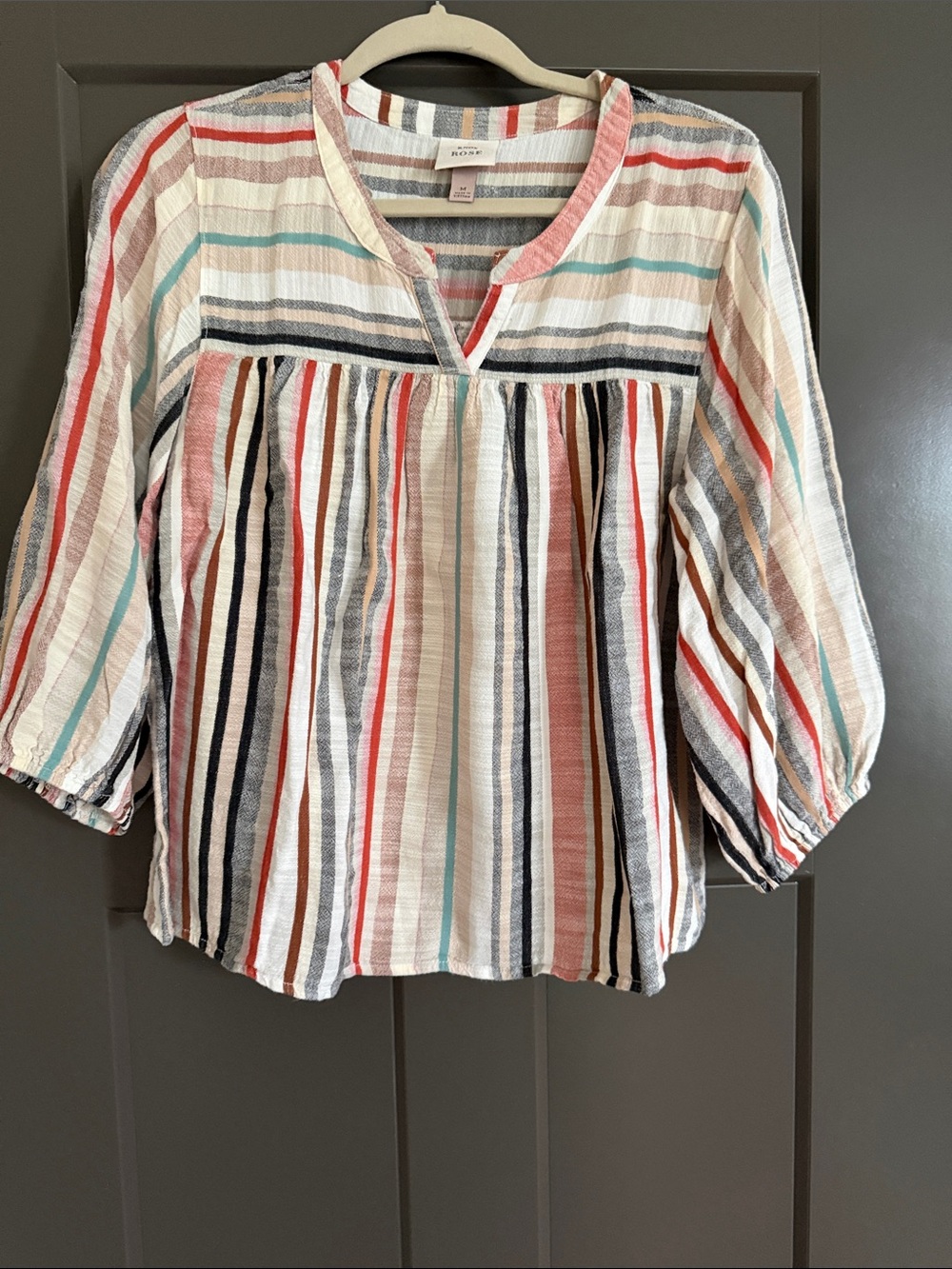 Knox Rose Multicolor Striped Peasant Blouse